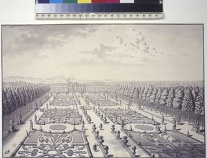 Pleine page : vue des jardins du palais Liechtenstein à Rossau - Salomon Kleiner