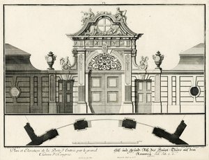Plan et élévation de la porte principale du château inférieur du Rennweg - Salomon Kleiner