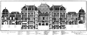 Coupe longitudinale du château côté cour d