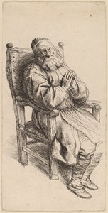Vieil homme dormant dans un fauteuil - Salomon Koninck