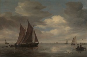 Bateaux de pêche sur une rivière, début des années 1660 - Salomon Ruysdael
