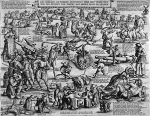 Ghy borgers en boeren aenschout hier met verblyden hoe die helden van waert een doden roch bestryden - Salomon Savery