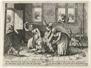 Homme battu par trois femmes - Salomon Savery
