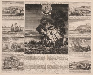 Page de titre illustrant le voyage de Willem Isbrandtse Bontekoe aux Indes orientales - Salomon Savery