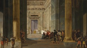 La Reine de Saba devant le Temple du Roi Salomon à Jérusalem, vers 1630-1634 - Salomon de Bray