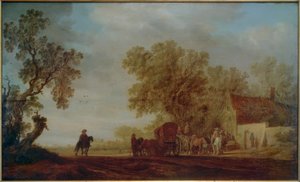 Route de campagne avec auberge et voyageurs - Salomon van Ruisdael or Ruysdael