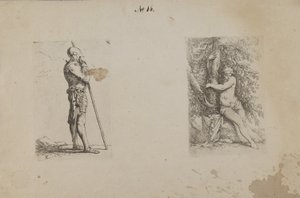 (Série de figurines) Homme en armure, tenant une lance - Salvator Rosa