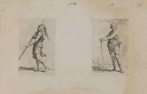 (Série de figurines) Homme au chapeau à plumes, vue de côté - Salvator Rosa