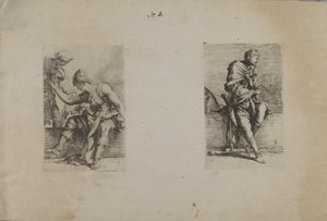 (Série Figurine) Figure assise avec tête pointue - Salvator Rosa