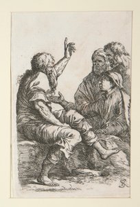 Un vieil homme parlant à trois hommes - Salvator Rosa