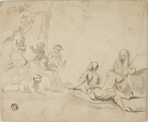 Cueilleurs de pommes et bergers au repos - Salvator Rosa