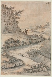 Figures sur une route sinueuse, milieu des années 1600 - Salvator Rosa