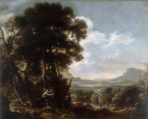 Hermina grave le nom Tancrède sur un arbre, conservé à la Galleria Estense de Modène - Salvator Rosa