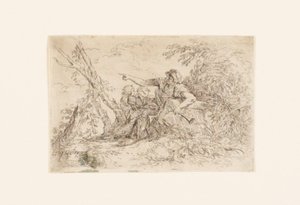 Berger et deux enfants dans un paysage - Salvator Rosa