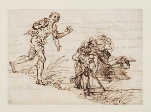 Mercure et le bûcheron malhonnête (recto) - Salvator Rosa