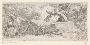 Satyre avec une flûte de Pan (Tritons et dieux des rivières) - Salvator Rosa
