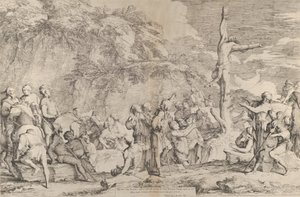 La crucifixion de Polycrate le tyran après sa capture par les Perses, vers 1662 - Salvator Rosa
