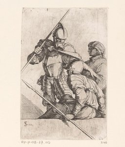Deux soldats et une figure avec turban - Salvator Rosa