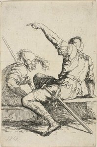 Deux guerriers assis sur des rochers bas - Salvator Rosa