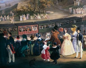 Ferdinand II en train lors du voyage inaugural du chemin de fer Naples-Portici, 4 octobre - Salvatore Fergola