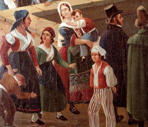 Costumes traditionnels napolitains : gens du peuple (détail) - Salvatore Fergola