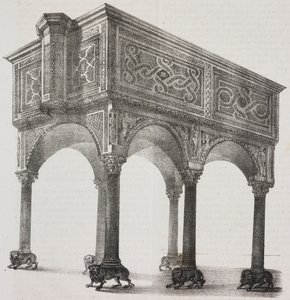 Ancien ambon dans la cathédrale de Sessa Aurunca, Campanie, Italie, lithographie de Salvatore Puglia d