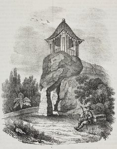 Grotte de Camoens, Macao, Chine, lithographie de Salvatore Puglia de Poliorama Pittoresco, n°15, 19 novembre