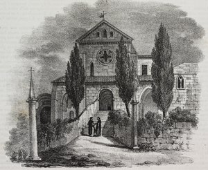 Abbaye de Casamari, Veroli, Latium, Italie, lithographie de Salvatore Puglia de Poliorama Pittoresco, n 47, 1er juillet - Salvatore Puglia