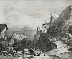 Château de Parga, Albanie, lithographie de Salvatore Puglia de Poliorama Pittoresco, n 9, 9 octobre - Salvatore Puglia
