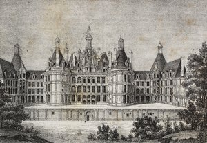 Château de Chambord, France, lithographie de Salvatore Puglia de Poliorama Pittoresco, n 39, 6 mai - Salvatore Puglia
