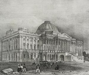 Façade du Capitole à Washington, USA, lithographie de Salvatore Puglia de Poliorama Pittoresco, n 42, 28 mai - Salvatore Puglia