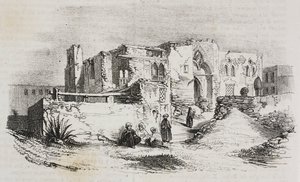 Maison où Louis IX fut emprisonné à Mansura, Égypte, lithographie de Salvatore Puglia de Poliorama Pittoresco, n°9, 5 octobre - Salvatore Puglia