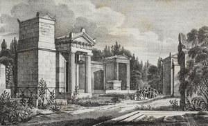 Cimetière du Père-Lachaise, Paris, France, lithographie de Salvatore Puglia de Poliorama Pittoresco, n 19, 17 décembre - Salvatore Puglia