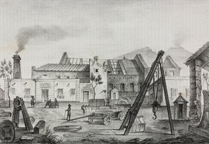 Reale Opificio meccanico (Usine Mécanique Royale) à Pietrarsa, Campanie, Italie, lithographie de Gaetano Riccio de Poliorama Pittoresco, n 39, 7 mai - Salvatore Puglia