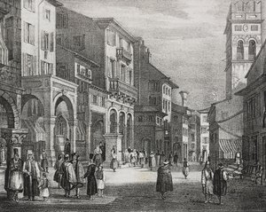 Route royale, Corfou, Grèce, lithographie de Salvatore Puglia de Poliorama Pittoresco, n 23, 11 janvier - Salvatore Puglia