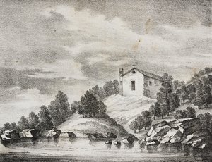 Sanctuaire de Peschici, Pouilles, Italie, lithographie de Salvatore Puglia de Poliorama Pittoresco, n 51, 27 juillet - Salvatore Puglia