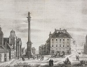 Colonne de Sigismond, pour commémorer le roi Sigismond III Vasa (1566-1632), Varsovie, Pologne, lithographie de Salvatore Puglia de Poliorama Pittoresco, n 46, 21 juin - Salvatore Puglia