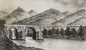 Le pont brisé près de Capoue, Campanie, Italie, lithographie de Salvatore Puglia de Poliorama Pittoresco, n°23, 13 janvier - Salvatore Puglia
