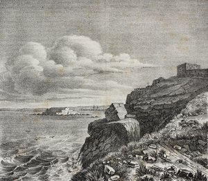 Tombe de François-René de Chateaubriand à Saint-Malo, France, lithographie de Gaetano Riccio de Poliorama Pittoresco, n 32, 18 mars - Salvatore Puglia