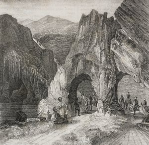 Vue dans les Balkans, lithographie de Salvatore Puglia de Poliorama Pittoresco, n 13, 2 novembre