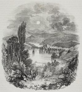 Vue du lac Céphise, environs de la Béotie, Grèce, lithographie de Salvatore Puglia de Poliorama Pittoresco, n 9, 8 octobre - Salvatore Puglia