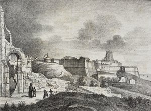 Vue de Crotone, Calabre, Italie, lithographie de Salvatore Puglia de Poliorama Pittoresco, n 51, 29 juillet - Salvatore Puglia
