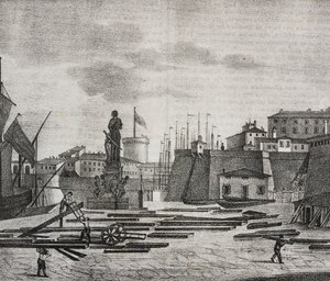Vue du quai de Livourne, Toscane, Italie (lithographie de Salvatore Puglia de Poliorama Pittoresco, n 38, 26 avril) - Salvatore Puglia
