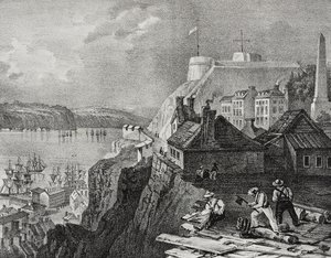 Vue de la ville de Québec, Canada, lithographie de Salvatore Puglia de Poliorama Pittoresco, n 46, 24 juin - Salvatore Puglia