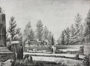 Vue des ruines de Pompéi, Campanie, Italie, lithographie de Salvatore Puglia de Poliorama Pittoresco, n 7, 25 septembre - Salvatore Puglia
