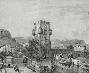 Villa du prince de Butera à Bagheria, Palerme, Sicile, lithographie de Salvatore Puglia de Poliorama Pittoresco, n 3, 28 août - Salvatore Puglia