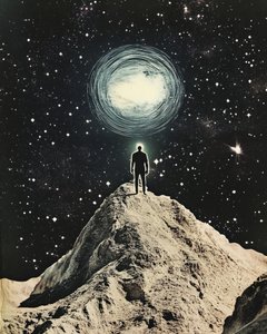 Un homme sous la lumière cosmique