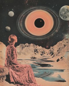 Une femme contemplant le cosmos