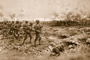 Leur dernier espoir : des soldats allemands démoralisés implorent la clémence des troupes britanniques avancées (litho) - Samuel (after) Begg