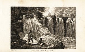 Pêcheur pêchant le saumon sur les rives d